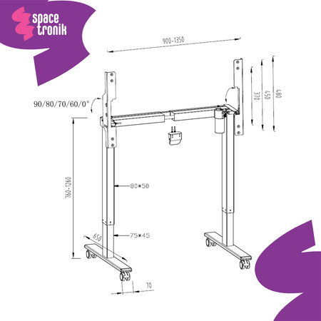 Zestaw -10% Elektryczny stelaż 3 w 1 Spacetronik SPE-125B wraz z blatem-tablicą Spacetronik SPT-L34