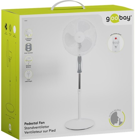 16" stojaci ventilátor Goobay 45 W BIELY s diaľkovým ovládaním