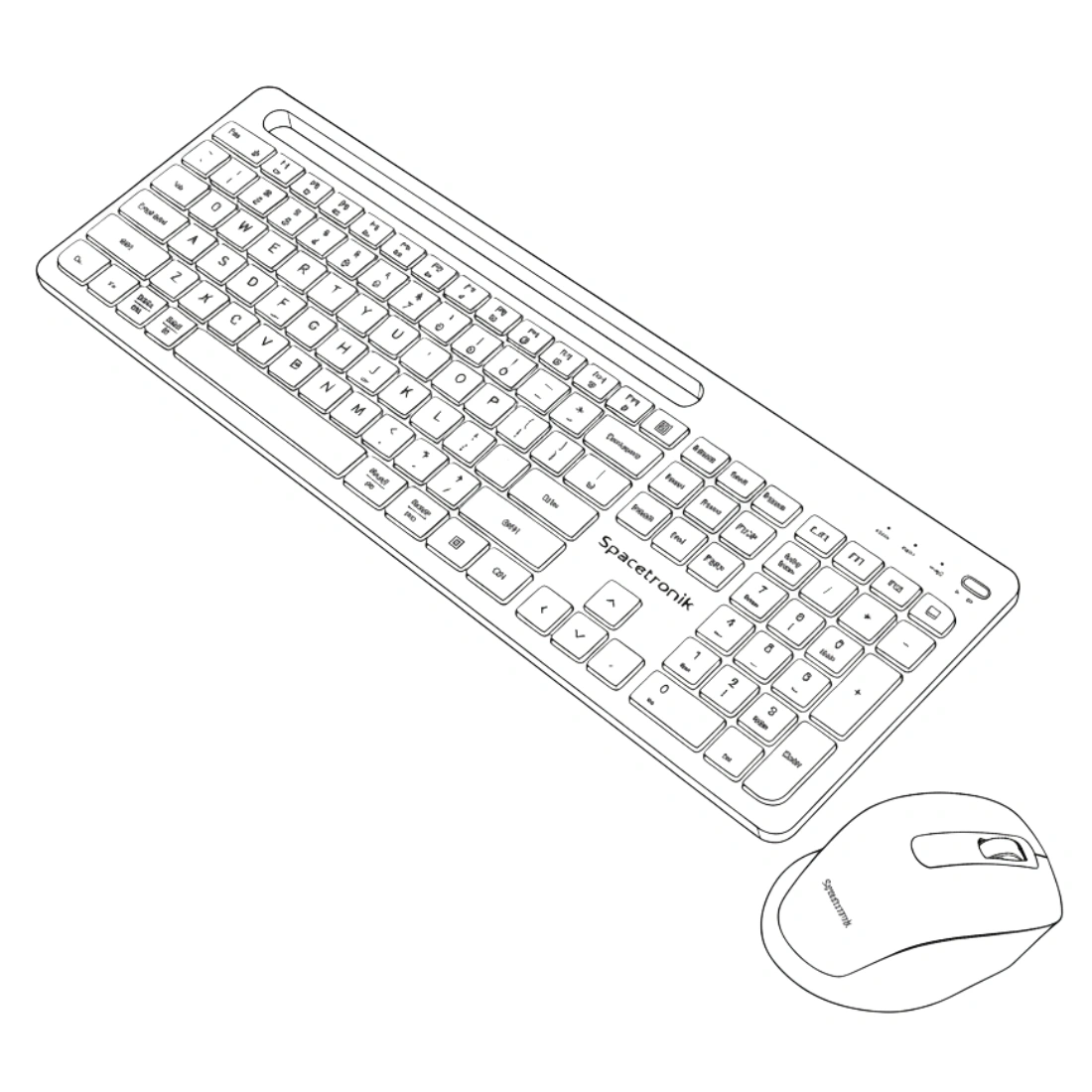 Rysunek techniczny zestawu klawiatura i mysz SP-RCA20