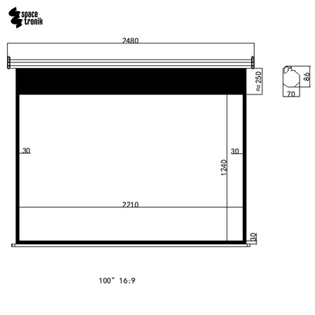 Elektrické nástenné projekčné plátno 100in