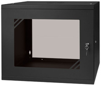 RACK 19'' 9U 600x450mm cabinet BLACK Glass door