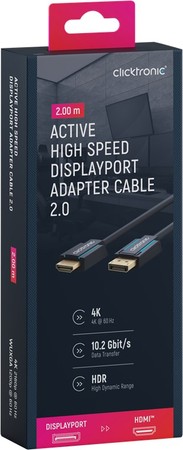 CLICKTRONIC DisplayPort DP - HDMI 2.0 4K 2m Kabel