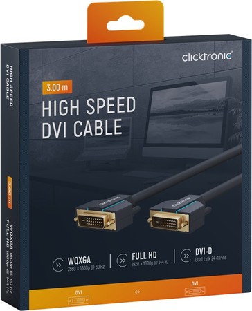 CLICKTRONIC DVI-D - DVI-D (24+1) cable 3m