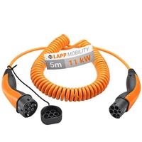 Spirálový kabel EV typ 2 LAPP 11kW 20A oranžový 5m