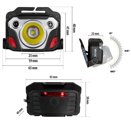 Latarka czołowa 10W powerbank sensor VAYOX VA0103
