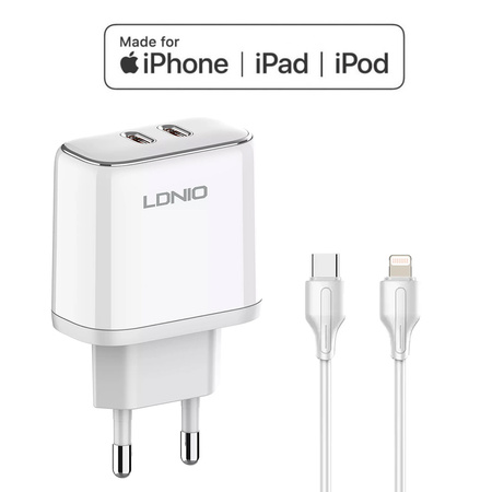 Ładowarka z kablem Licencja Apple MFI 35W 2x USB-C