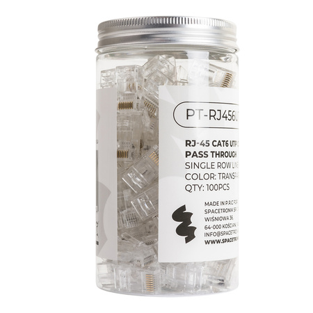 Přímý průchozí konektor RJ45 cat.6 UTP PT-RJ456UT-1 100ks