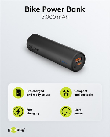 Powerbank Goobay 5000 mAh na rower LED QC PD USB-C