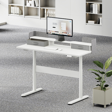 Mobile Dual-Motor Sit-Stand Desk Shelf Drawers