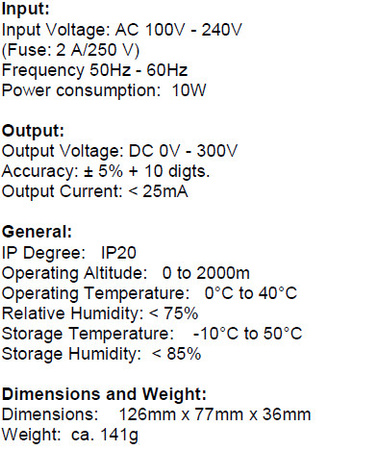 LED and backlight tester 0 to 300V PeakTech 5002