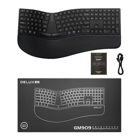 Bezdrôtová ergonomická klávesnica GM909 čierna