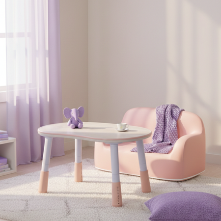 Zestaw mebli dziecięcych Spacetronik – stolik SPEX201 i sofa SPC-XD-24 różowy