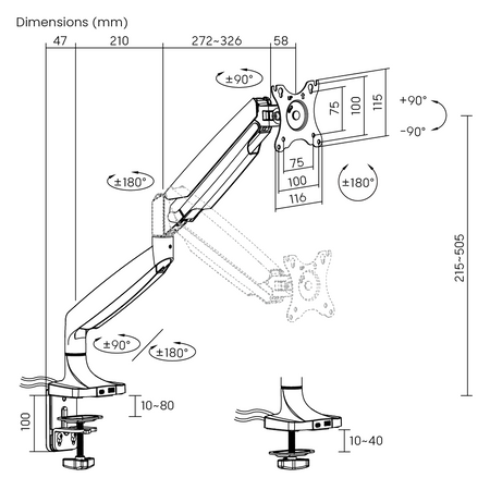Spacetronik SPAS110S silberne Monitorhalterung