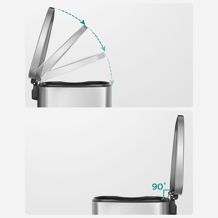 Kosz na śmieci metalowy pojedyncza komora srebrny