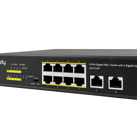 SWITCH PoE+ 10-port GS1010P 120W 1Gbps VLAN CCTV