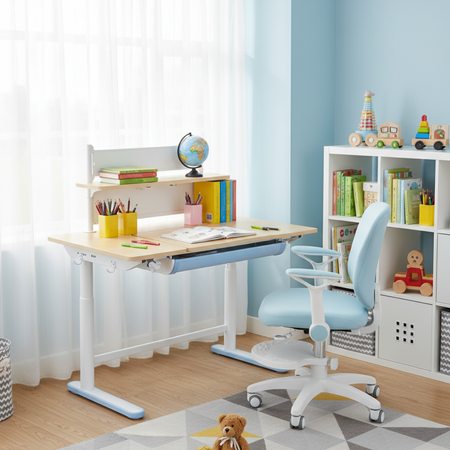 Zestaw dla dziecka regulowane biurko 112×60 z półką + ergonomiczne krzesło Spacetronik XD