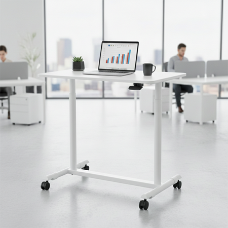 Buddy 04 verstellbarer Rolltisch weiß