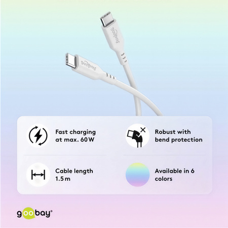 Kabel USB-C 2.0 Goobay silikonowy biały 1.5m