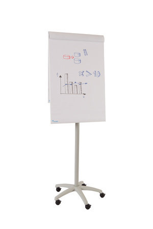 Stand on wheels with height adjustment and whiteboard