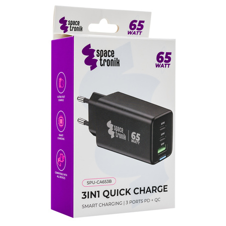 Ładowarka Spacetronik 2w1 35W USB-C USB PD Quick 3.6A Czarna