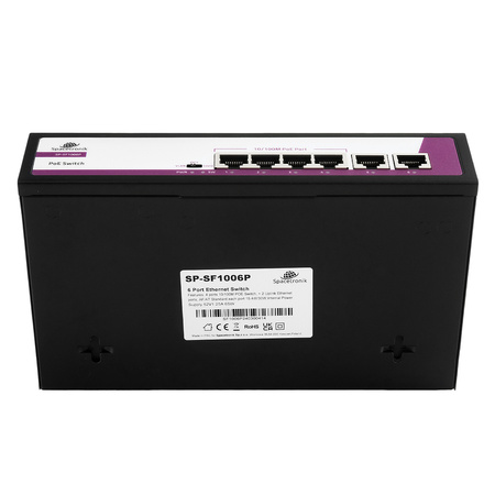 6portový POE 65W SWITCH SP-SF1006P s rychlostí 100 Mb/s