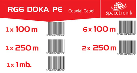 Kabel RG6 Spacetronik DOKA PE 4K Trishield 2x250