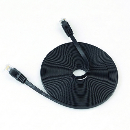 CAT 6A płaski kabel sieciowy U/UTP czarny 0.5M