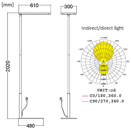 Lampa wolnostojąca podłogowa LED GLOW D20 Czarna