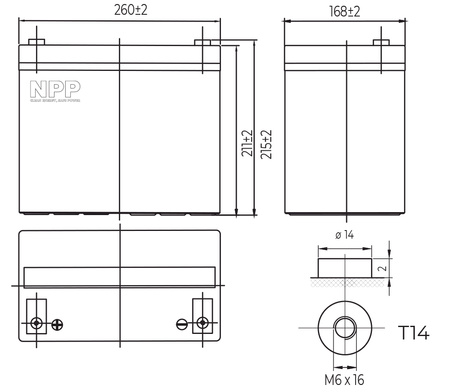 NPD 12V 70Ah T14 NPP series DEEP paste battery