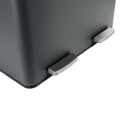 Kosz na śmieci metalowy podwójna komora szary