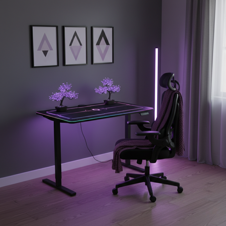 Zestaw gamingowy RGB: biurko elektryczne z regulacją + krzesło DORIS 11 136x66