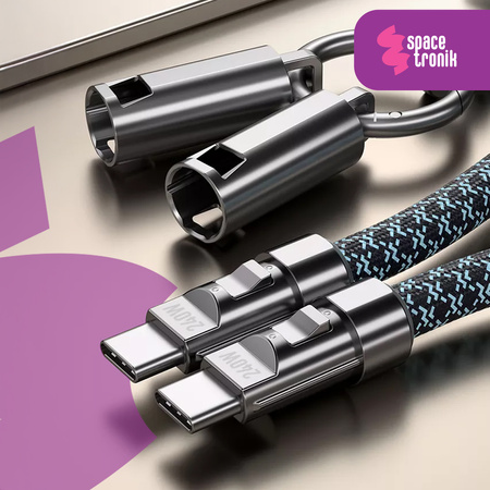 Kabel USB-C ze smyczą PD 240W 30cm BW