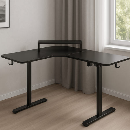 Biurko narożne regulowane SPEL112BB Spacetronik 120x50 cm czarne