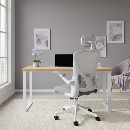 ARON White swivel office chair