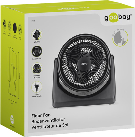 Podlahový ventilátor 9" 30W Goobay čierny