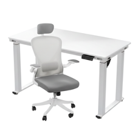 Zestaw do nowoczesnego biura: biurko elektryczne + fotel biały