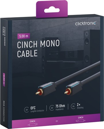 CLICKTRONIC Audio kabel 1xRCA - 1xRCA koaxiální 5m