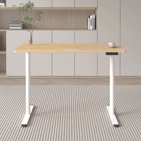 Spacetronik Moris SPE-O121 120x60 electric desk, White frame, Light wood top