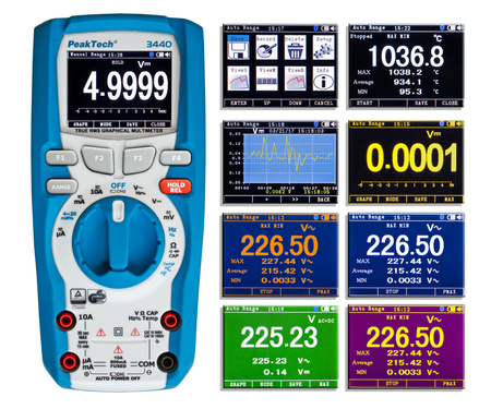 Grafický multimeter PeakTech s farebným LCD 3440