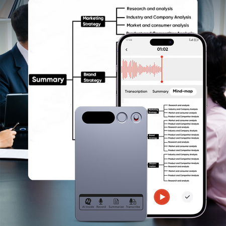 Dyktafon AI z Transkrypcją i ChatGPT Alvora FW920