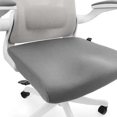 Zestaw do nowoczesnego biura: biurko elektryczne + fotel + szafka biały