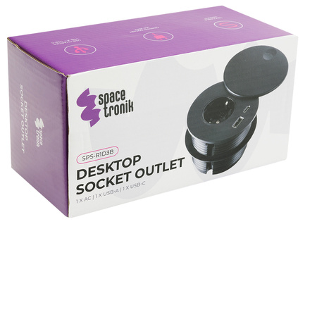 Spacetronik SPS-R1D3B V2 round tabletop socket