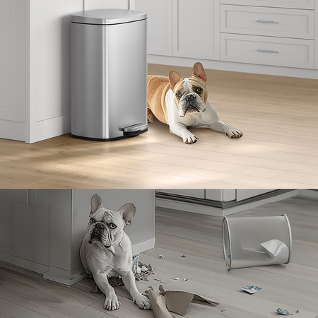 Kosz na śmieci metalowy pojedyncza komora srebrny