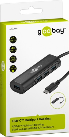 Rozgałęźnik USB-C 4xUSB 3.0 HUB 4x czarny Goobay