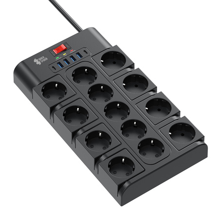 Listwa zasilająca 13xAC 4xUSB 2xUSB-C