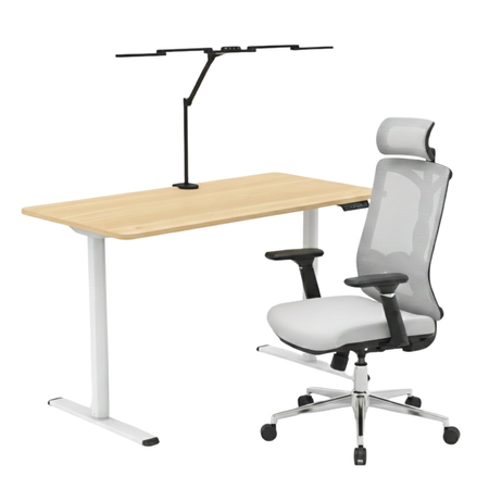 Spacetronik Moris SPE-O121 120x60 electric desk, White frame, Light wood top