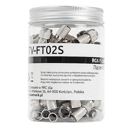 Spacetronik TV-FT02S screw-on F connector 100 pcs.