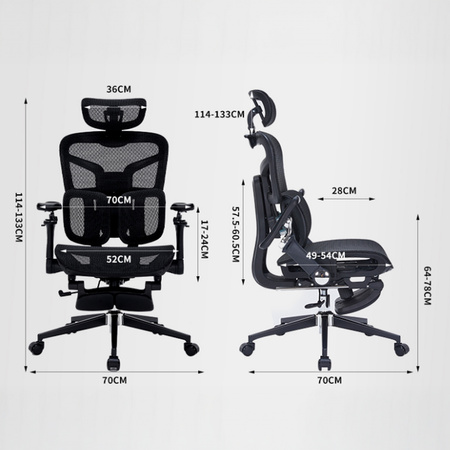 Regulowany Fotel biurowy 4D SPRINGO-01 Czarny