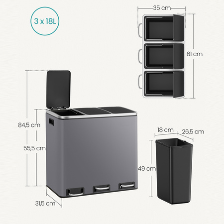 Funky Trash Can Gray Black Spacetronik Potrójny