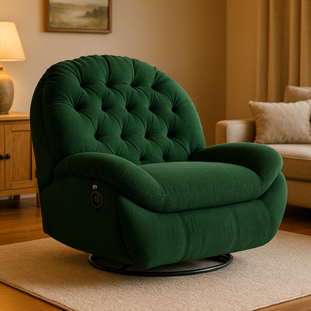 Zestaw wypoczynkowy fotel Spacetronik Flax 04M zielony + stolik regulowany BUDDY